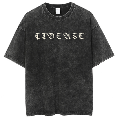 Mens Cotton Wash Solid T-Shirts Oversized Unisex Short Sleeve Streetwear Rap Hip Hop Basic Tee Tops