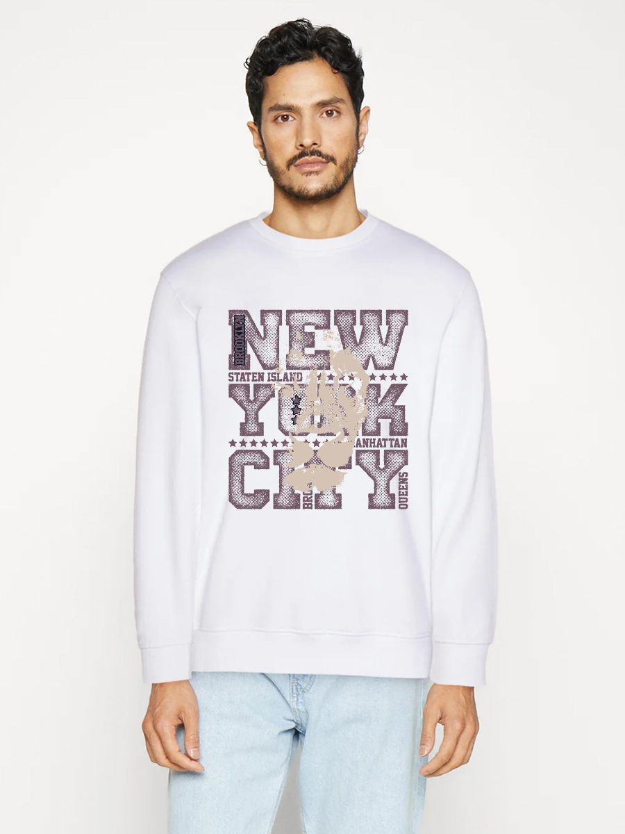 Men's Round Neck Casual Letter Printed Long Sleeve Sweatshirt