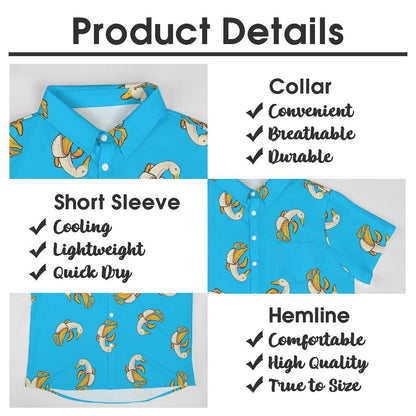 Men's Banana Duck Print Casual Short Sleeve Shirt 2306102381