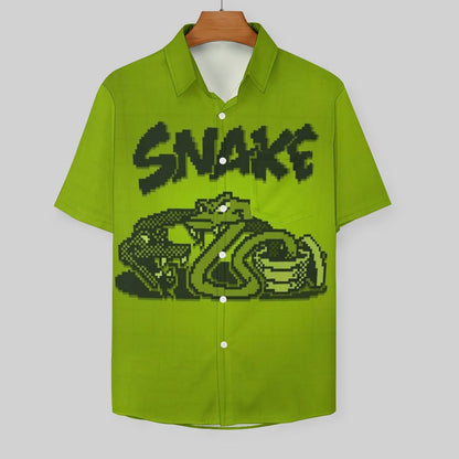 Men's Snake Print Casual Short Sleeve Shirt 2306102380