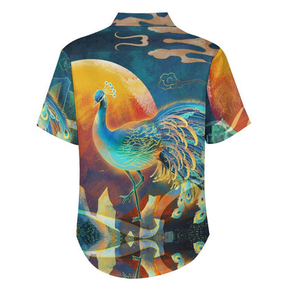 Men's Peacock Print Vacation Hawaiian Shirt 2305106276