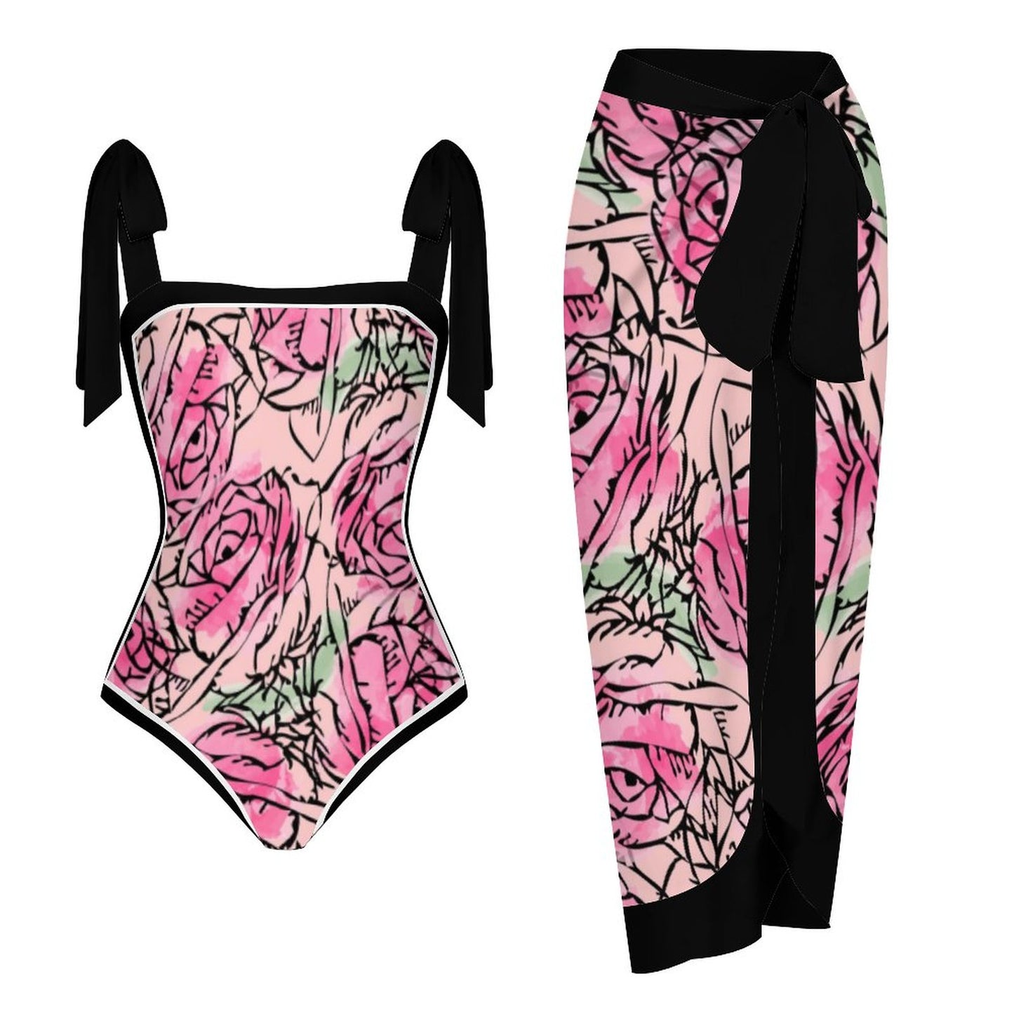 Fashion Printed One Piece Swimsuit And Cover Up 2305105223