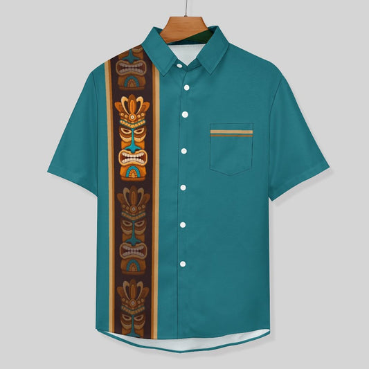 Striped Geometric Print Hawaiian Men's Casual Shirt