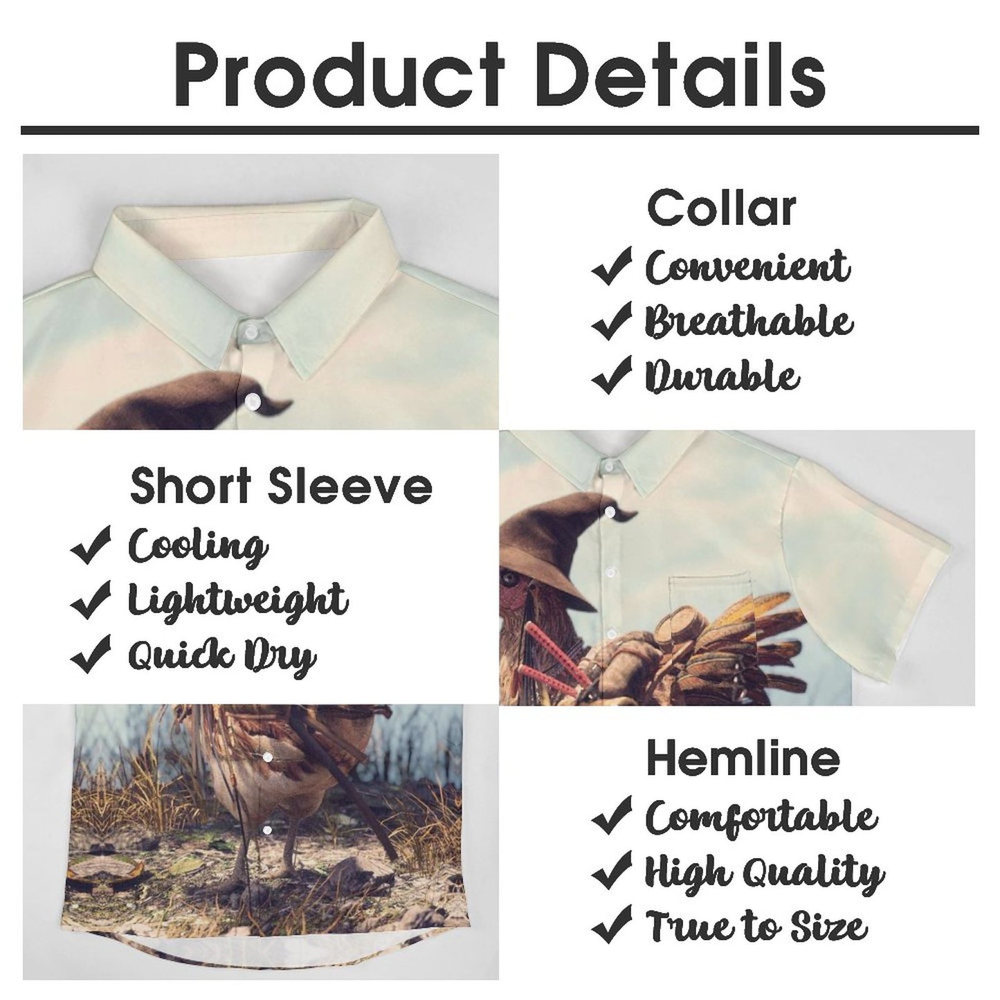 Men's Hawaiian Kung Fu Chicken Print Casual Short Sleeve Shirt 2306102830