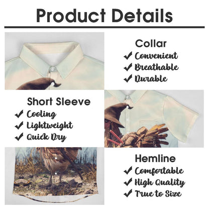 Men's Hawaiian Kung Fu Chicken Print Casual Short Sleeve Shirt 2306102830