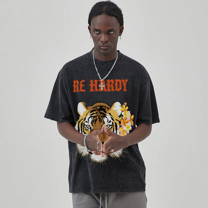 Mens Cotton Wash Solid T-Shirts Oversized Unisex Short Sleeve Streetwear Rap Hip Hop Basic Tee Tops 2305101620