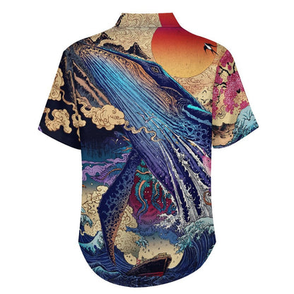Men's Ukiyo-e Sea Life Print Vacation Hawaiian Shirt 2305106995