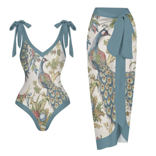 Casual Printed One-Piece Swimsuit And Cover Up 2305104138