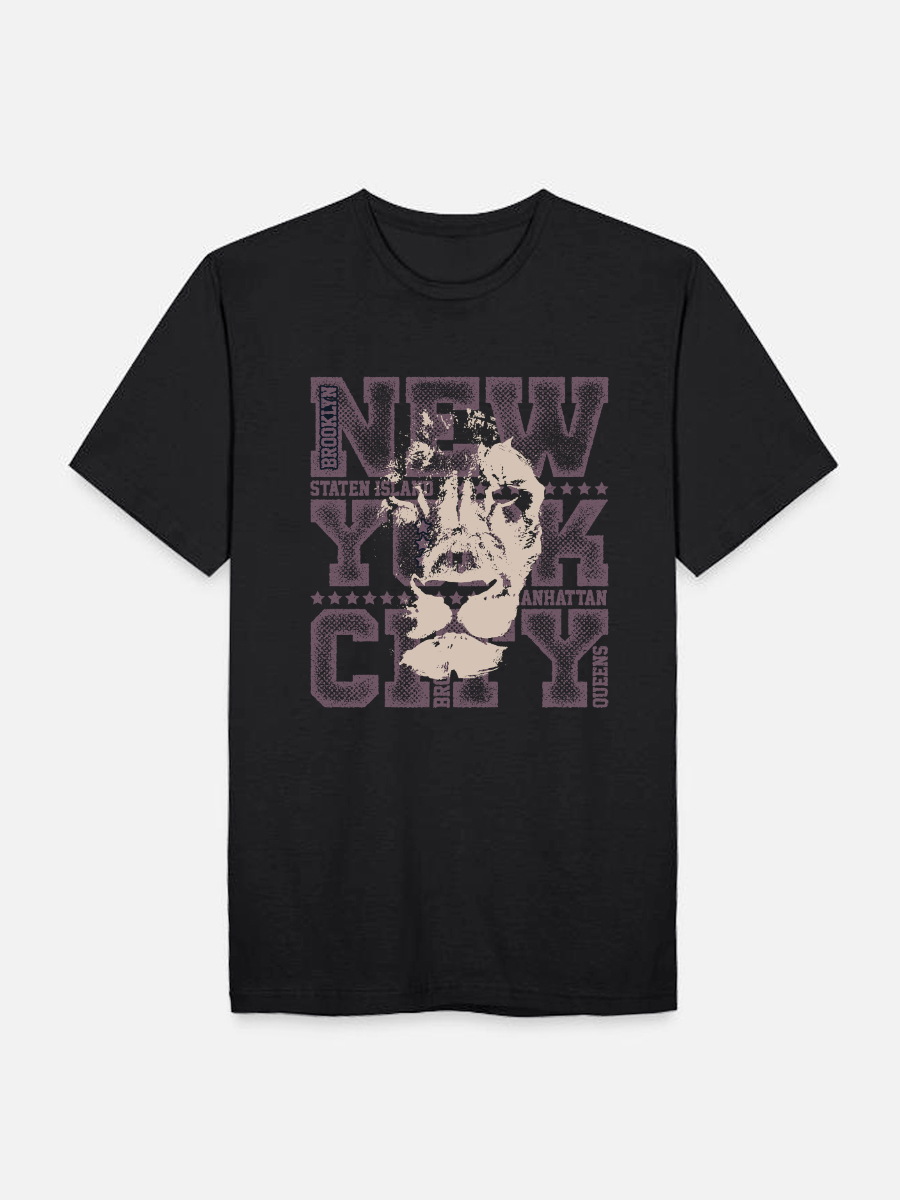 Men's Casual Letter Printed Round Neck Short Sleeve T-Shirt