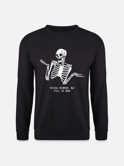Unisex Round Neck Casual Skeleton Printed Long Sleeve Sweatshirt
