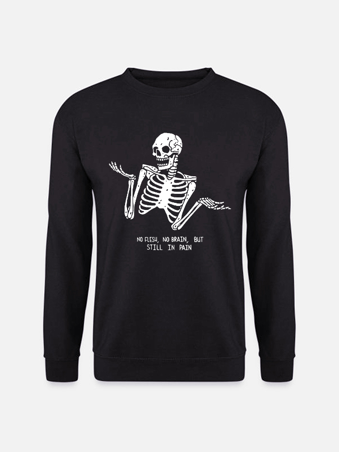 Unisex Round Neck Casual Skeleton Printed Long Sleeve Sweatshirt
