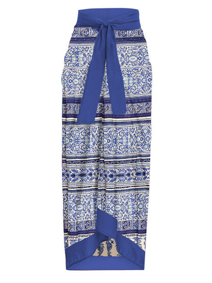 Blue Halter Print Bikini Swimsuit
