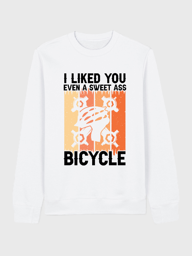 Unisex Round Neck Casual Bicycle Printed Long Sleeve Sweatshirt