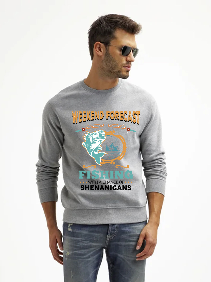 Men's Round Neck Casual Fishing Printed Long Sleeve Sweatshirt