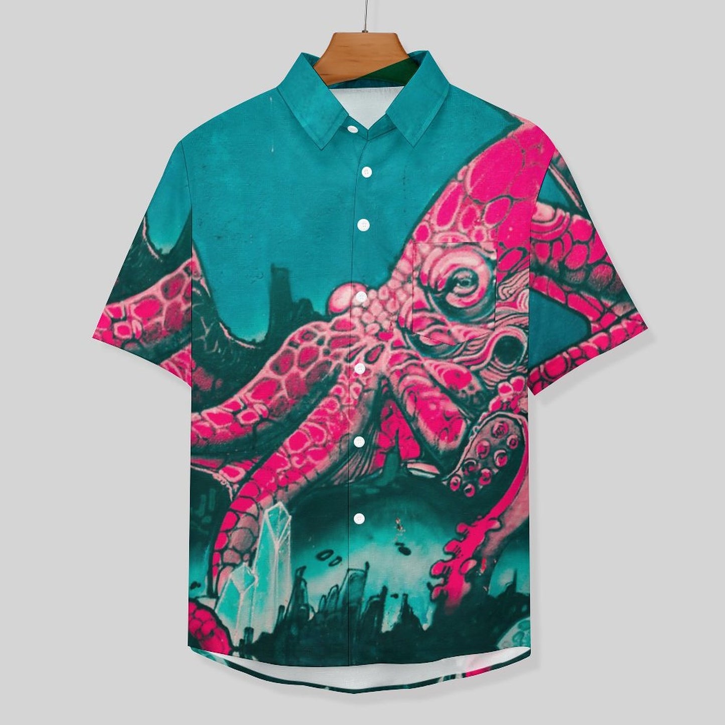 Men's Octopus Painted Print Vacation Hawaiian Shirt 2305106277