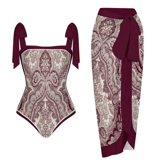 Fashion Printed One Piece Swimsuit And Cover Up 2305104542
