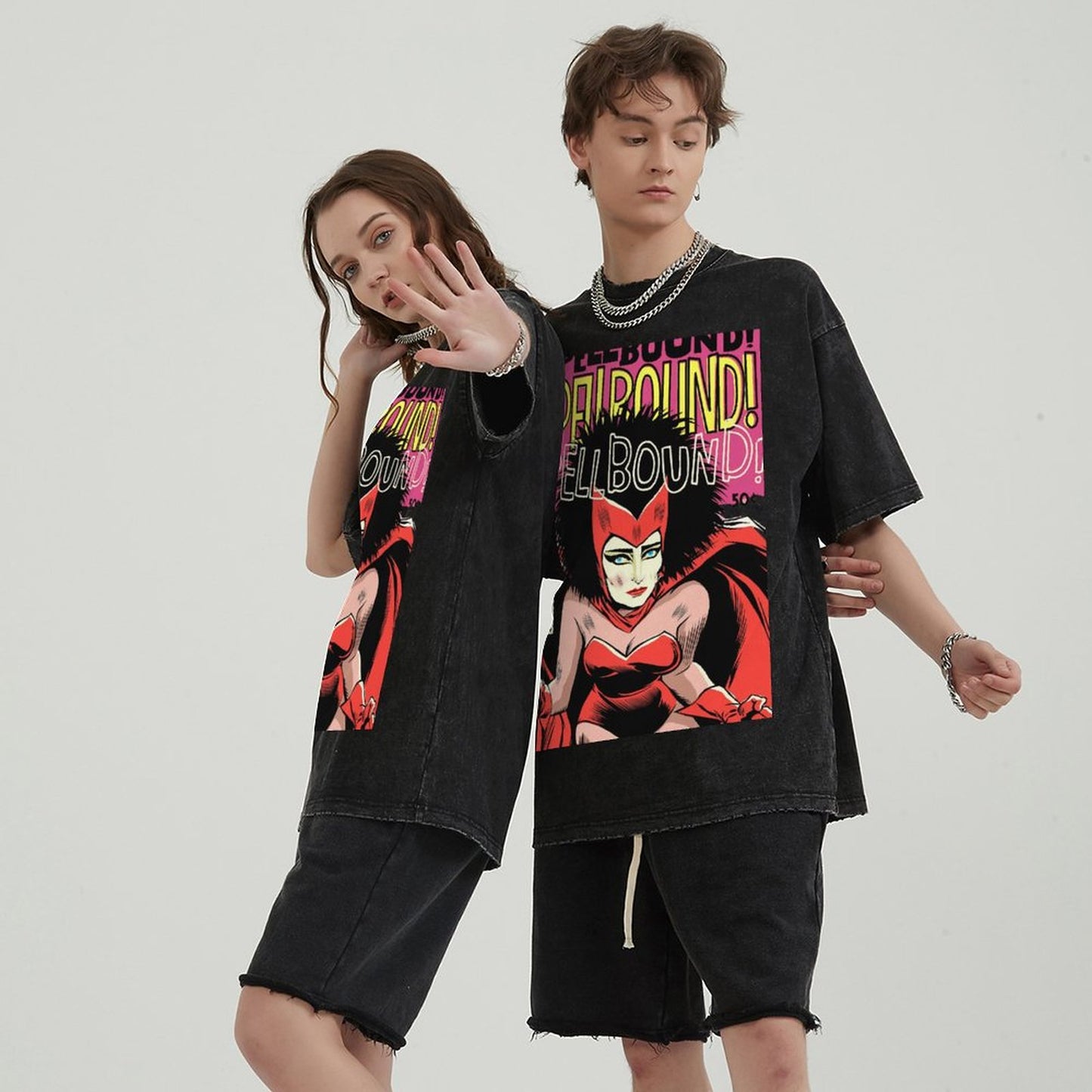 Unisex Vintage Solid Wash Denim T-Shirts
