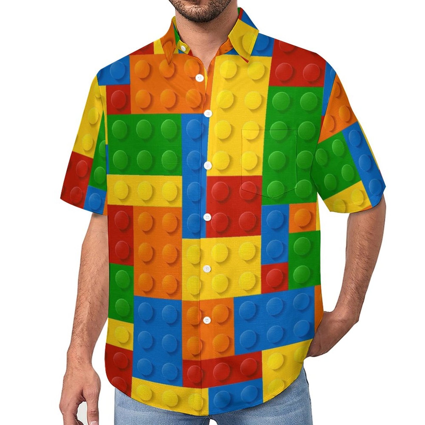 Men's Brick Art Print Vacation Hawaiian Shirt 2305106648