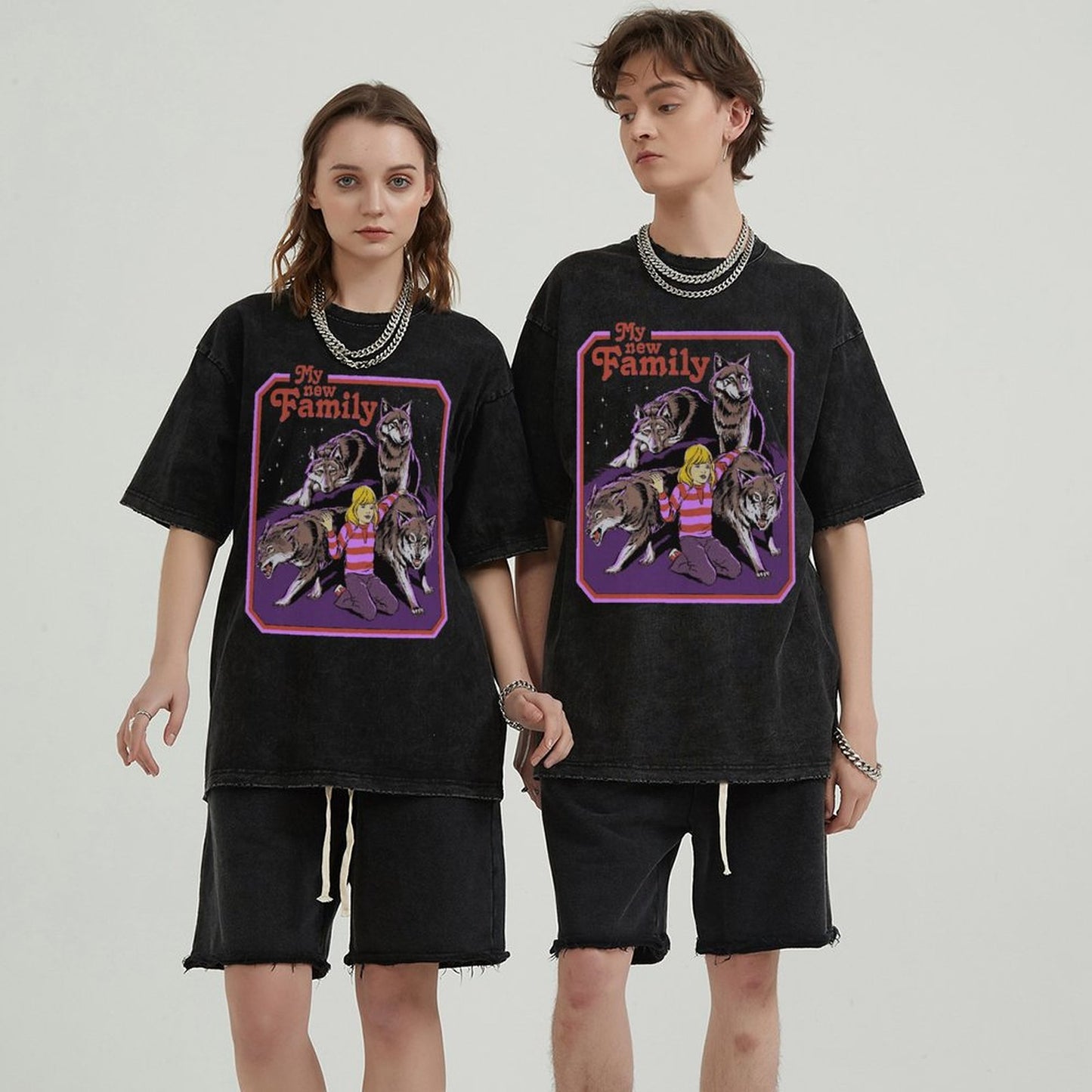 Unisex Vintage Solid Wash Denim T-Shirts