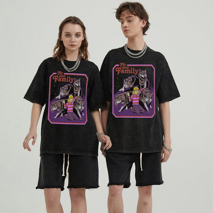 Unisex Vintage Solid Wash Denim T-Shirts