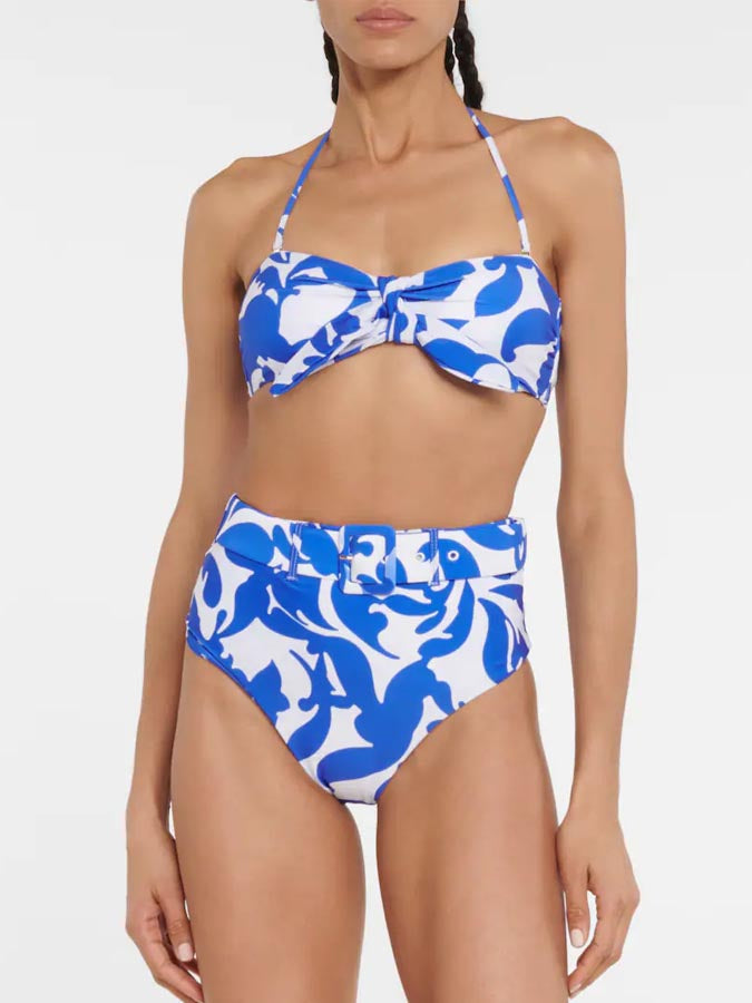 Blue Printed Swimsuit  and Coverup