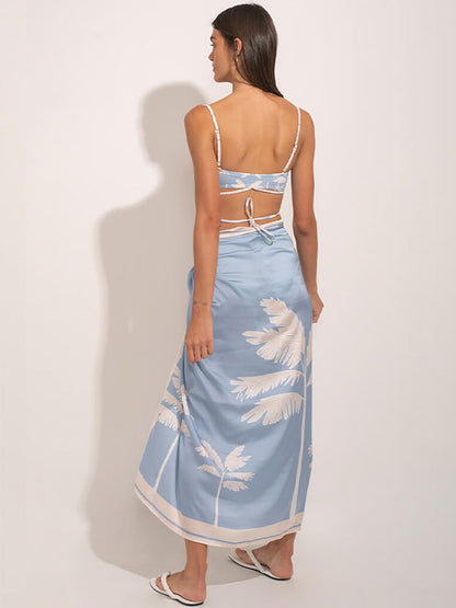 Fashion Print Beach One Piece Swimsuit and Cover Up