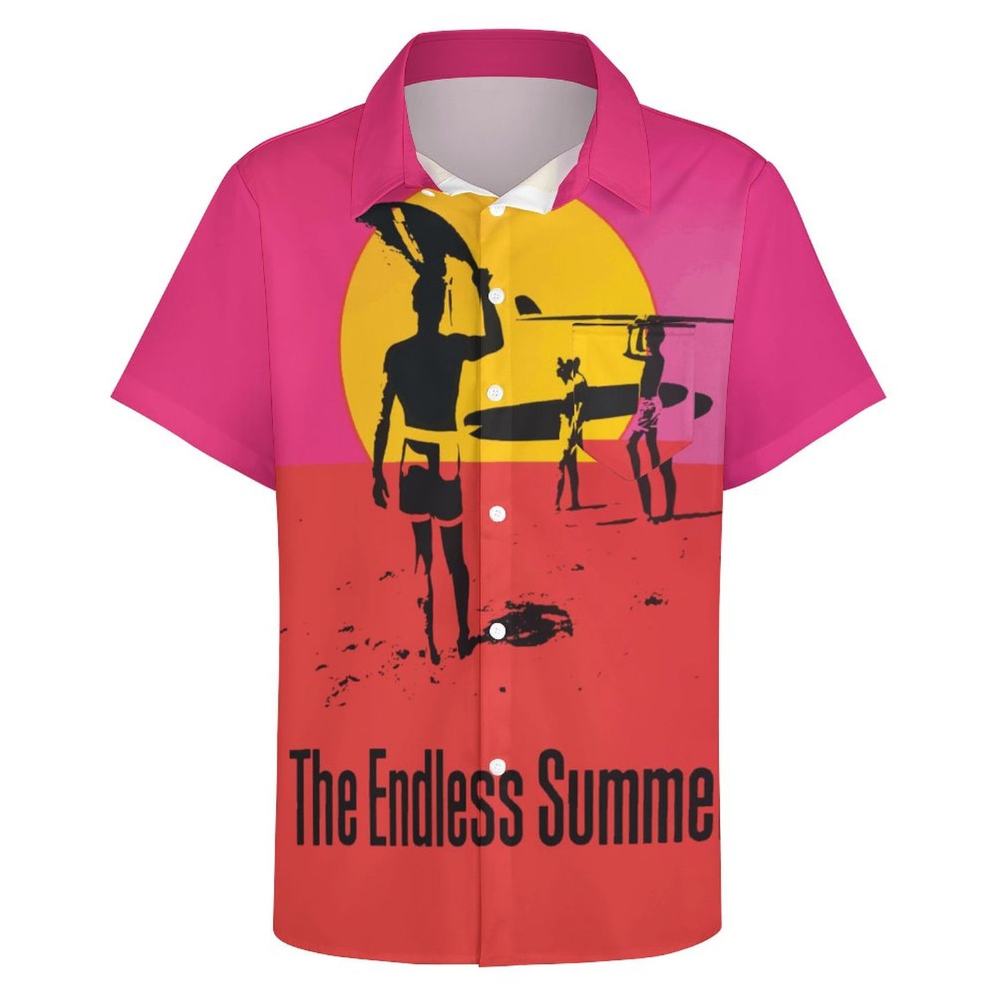 Men's The Endless Summer Print Casual Short Sleeve Shirt 2306102515