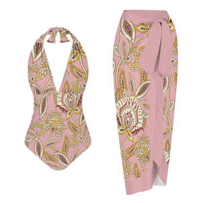 Casual Printed One Piece Swimsuit And Cover Up 2306101707