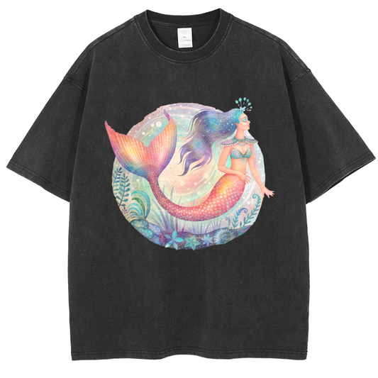 Mens Cotton Wash Solid T-Shirts Oversized Unisex Short Sleeve Streetwear Rap Hip Hop Basic Tee Tops