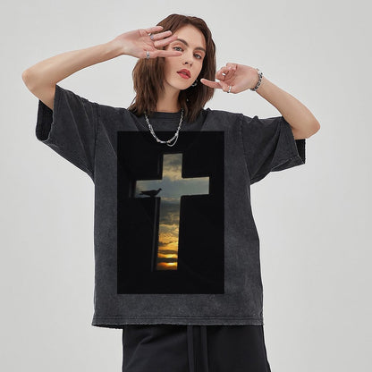 Unisex Vintage Solid Wash T-Shirts 2305103956