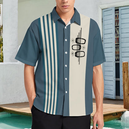 Men's Geometric Print Casual Breathable Hawaiian Short Sleeve Shirt