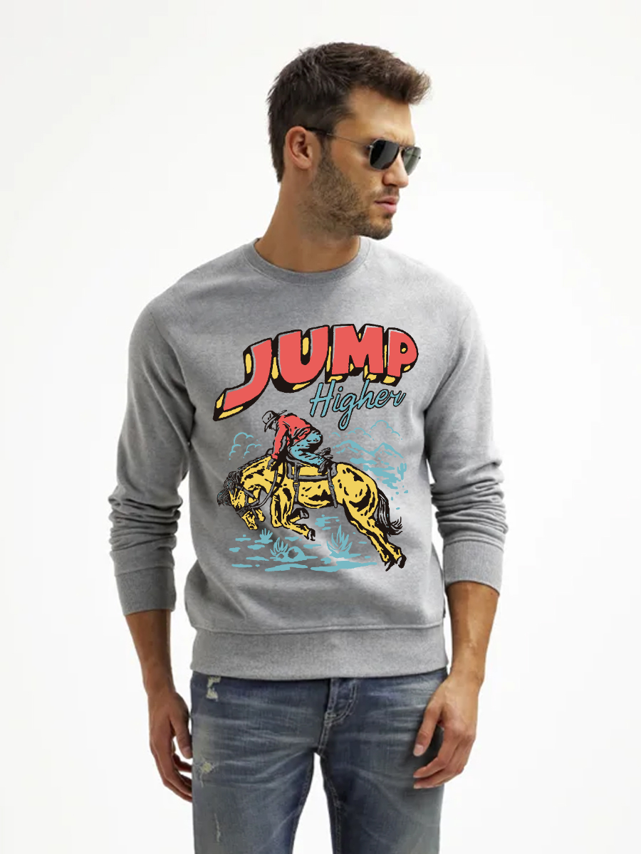 Men's Round Neck Casual Jump Printed Long Sleeve Sweatshirt