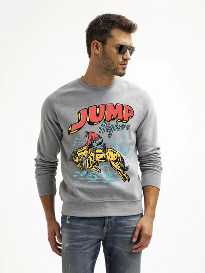 Men's Round Neck Casual Jump Printed Long Sleeve Sweatshirt