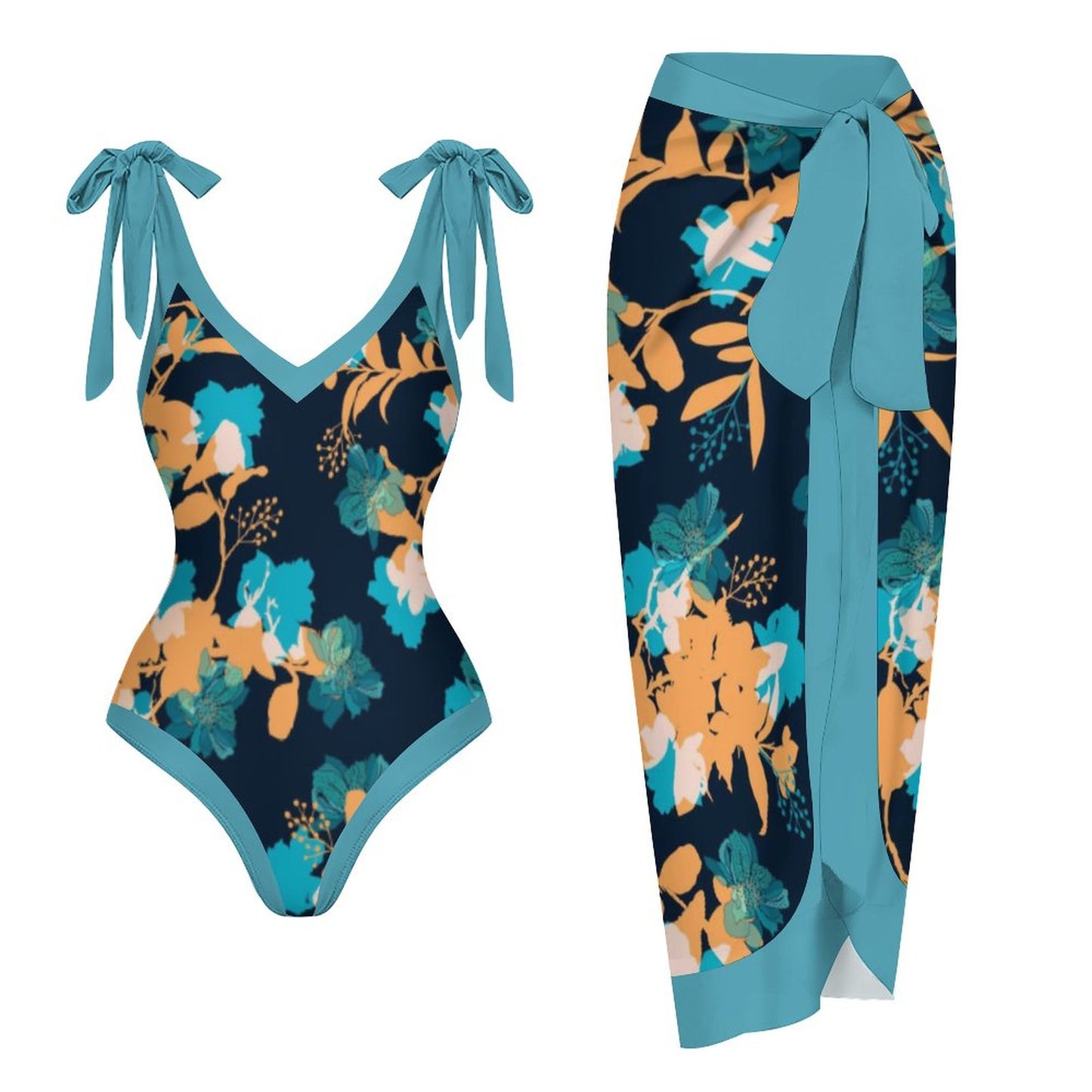 Casual Printed One-Piece Swimsuit And Cover Up 2305102822