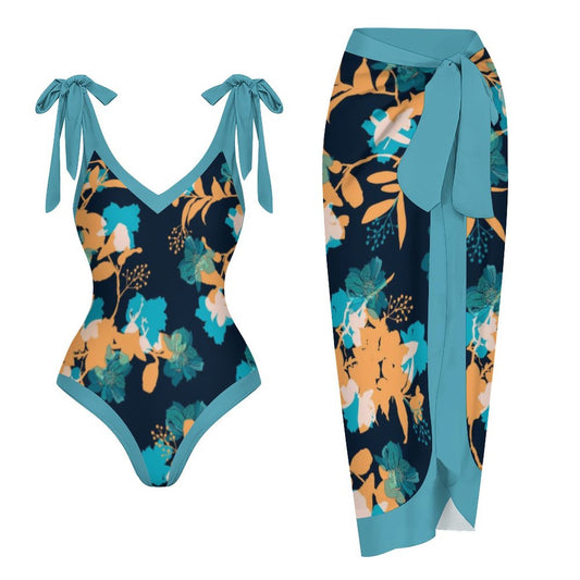 Casual Printed One-Piece Swimsuit And Cover Up 2305102822