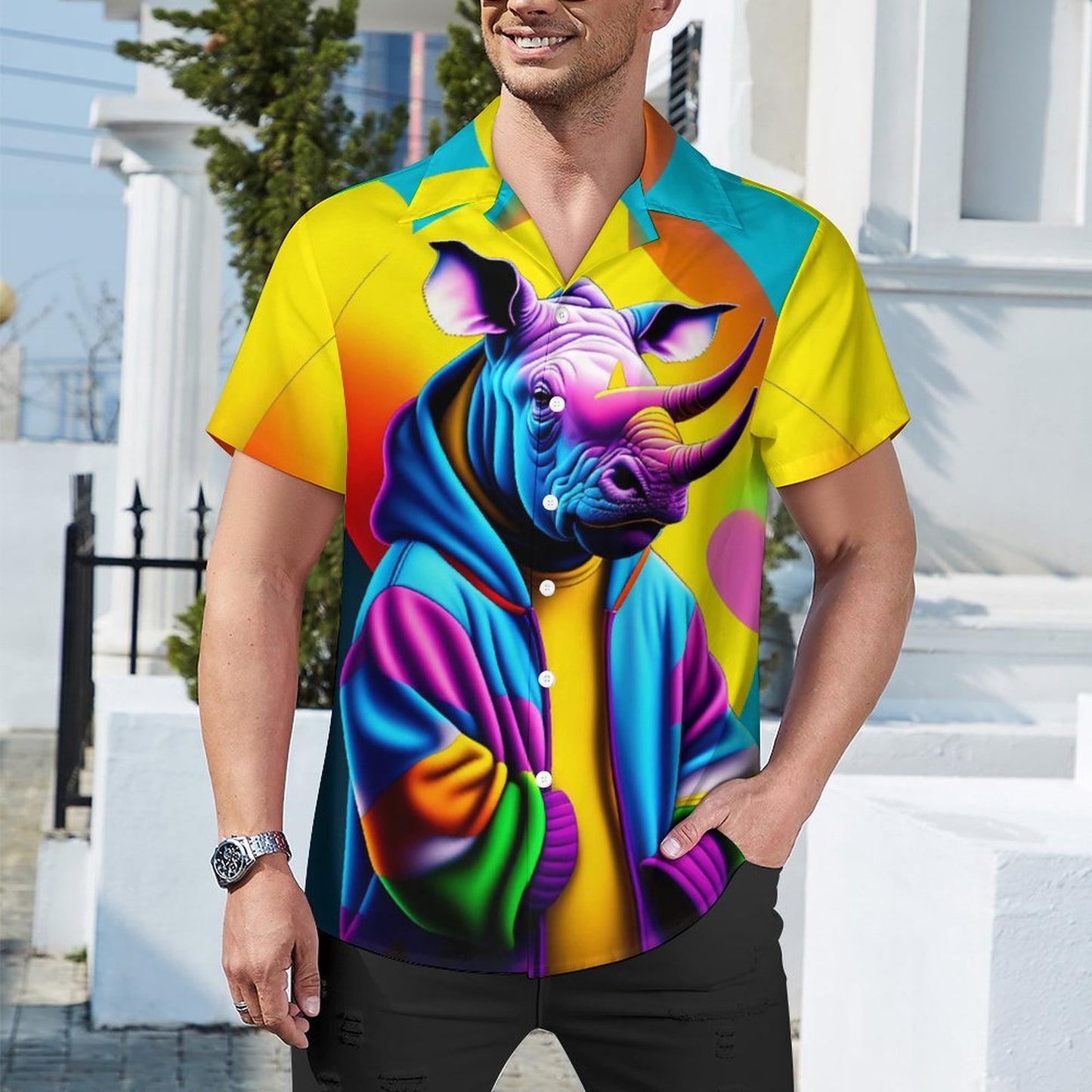 Men Hawaiian Casual Short Sleeve Shirt 2306101370
