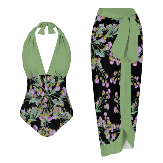 Casual Printed One Piece Swimsuit And Cover Up 2306102630