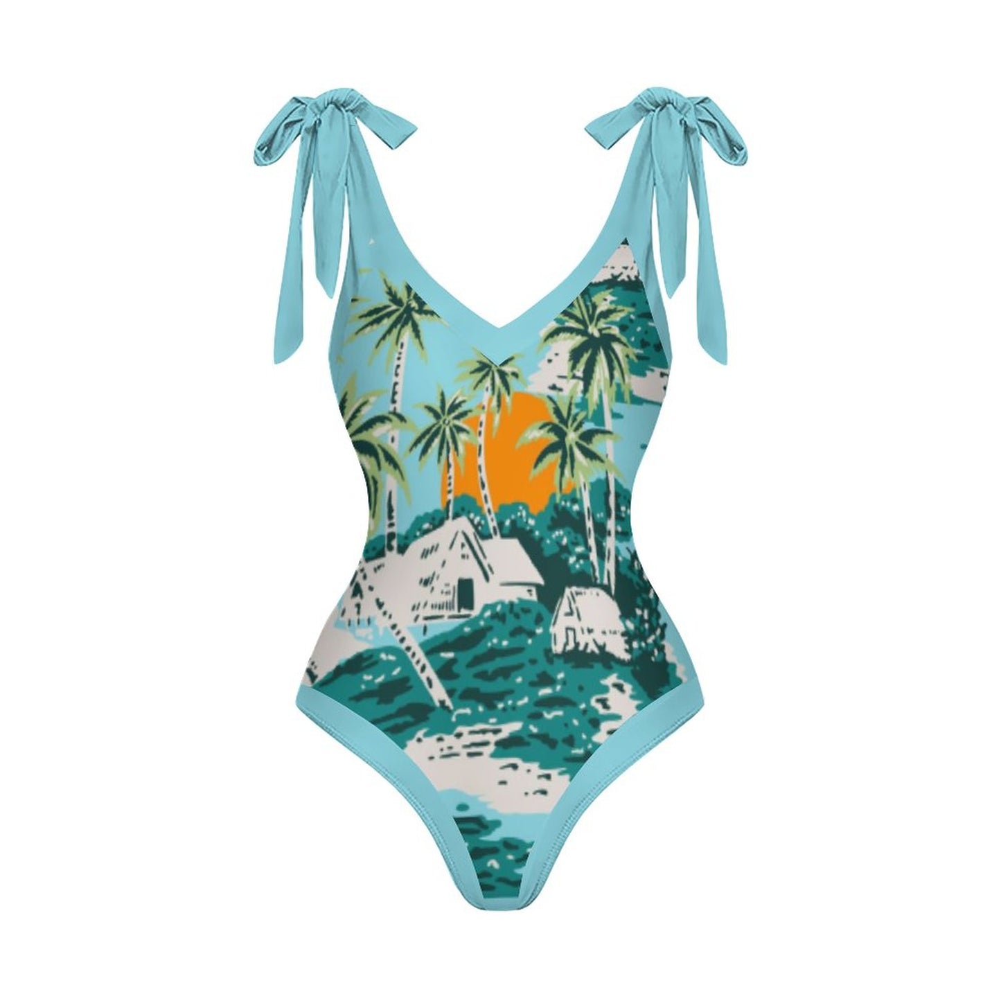 Casual Printed One-Piece Swimsuit And Cover Up 2305102406