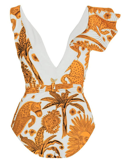 Fashion Print One Piece Swimsuit and Cover Up