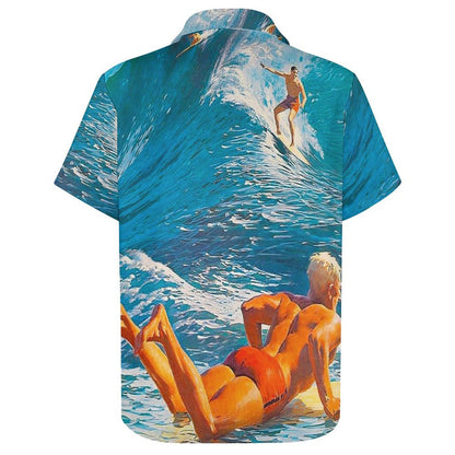 Men's Surf Print Casual Short Sleeve Shirt 2306102377