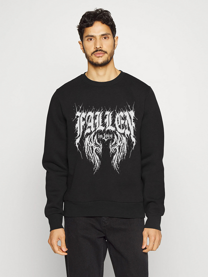 Unisex Round Neck Casual Fallen In Love Printed Long Sleeve Sweatshirt