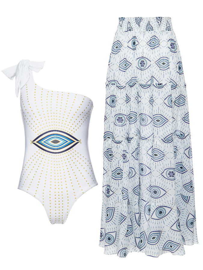 Eye printed swimsuit and cover Up