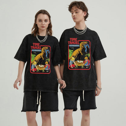 Unisex Vintage Solid Wash Denim T-Shirts