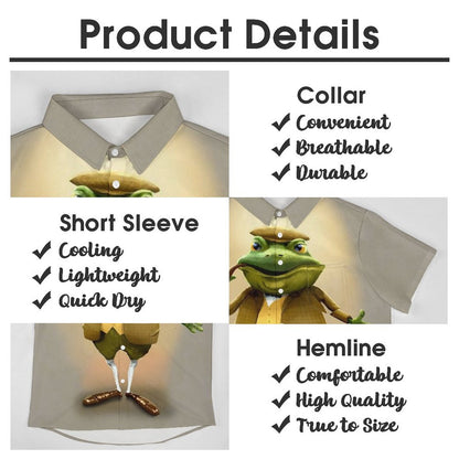 Men's Hawaiian Frog Print Casual Short Sleeve Shirt 2306102684