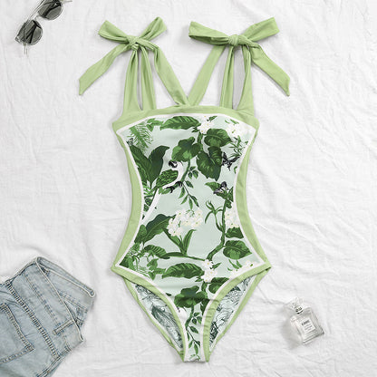Reversible Bowknot Tie-shoulder One Piece Swimsuit