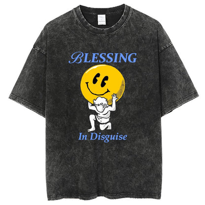 Unisex Vintage Solid Wash Denim T-Shirts 2306102105