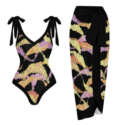 Casual Printed One Piece Swimsuit And Cover Up 2306100156