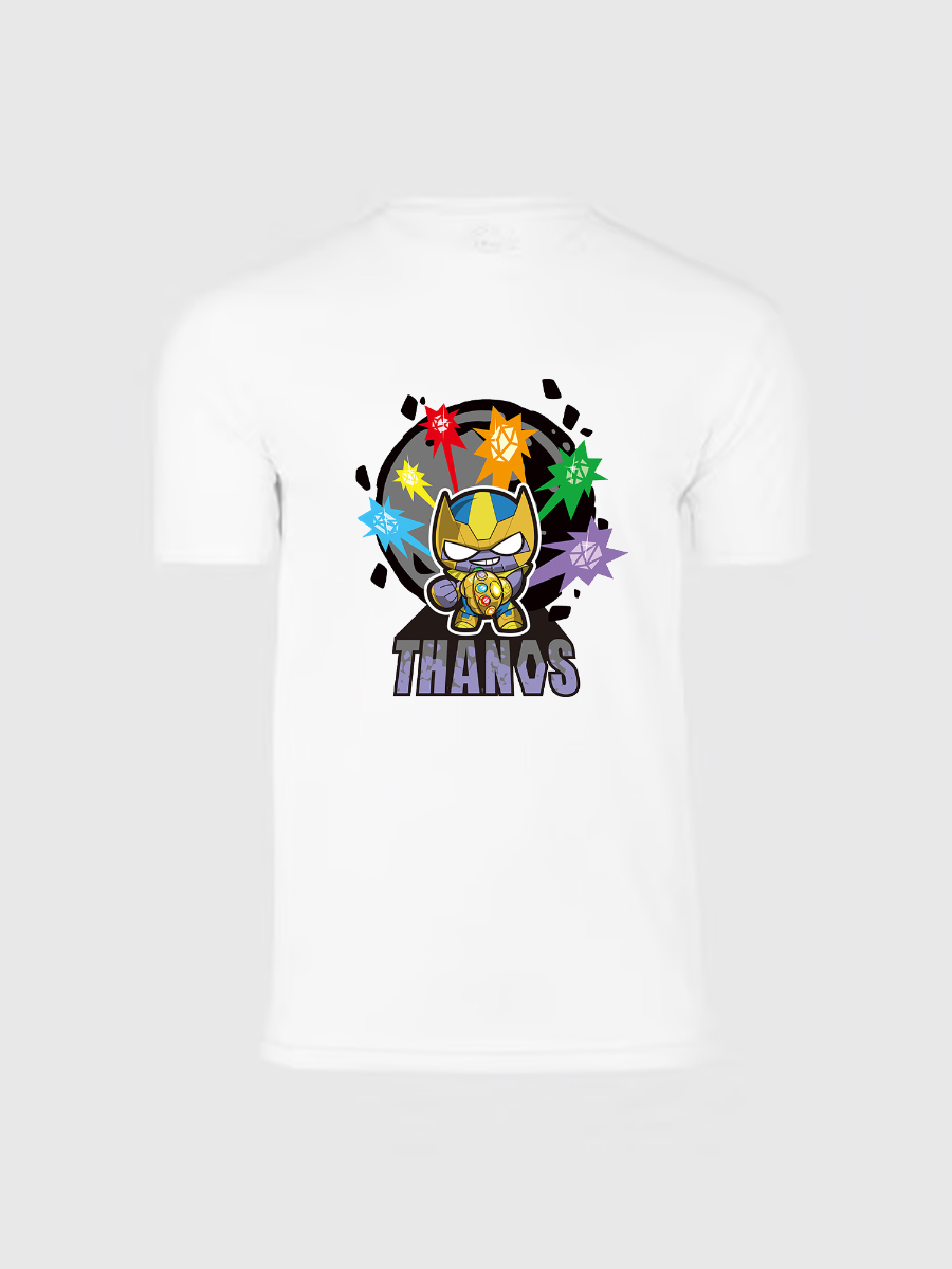 Men's Casual Tiny Thanos Printed Round Neck Short Sleeve T-Shirt