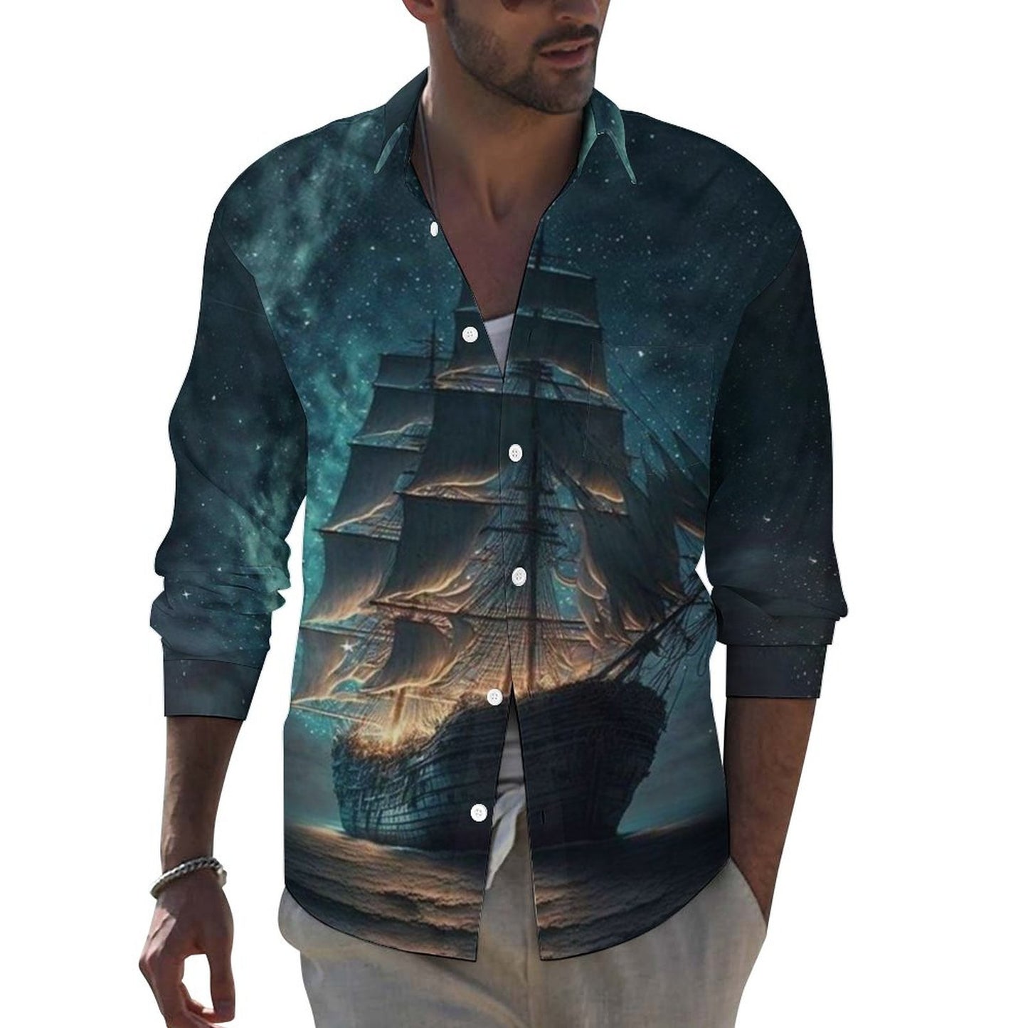 Men's Casual Printed Long Sleeve Shirt 2306103099