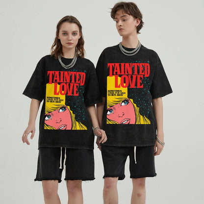 Tainted Love Unisex Vintage Solid Wash Denim T-Shirts